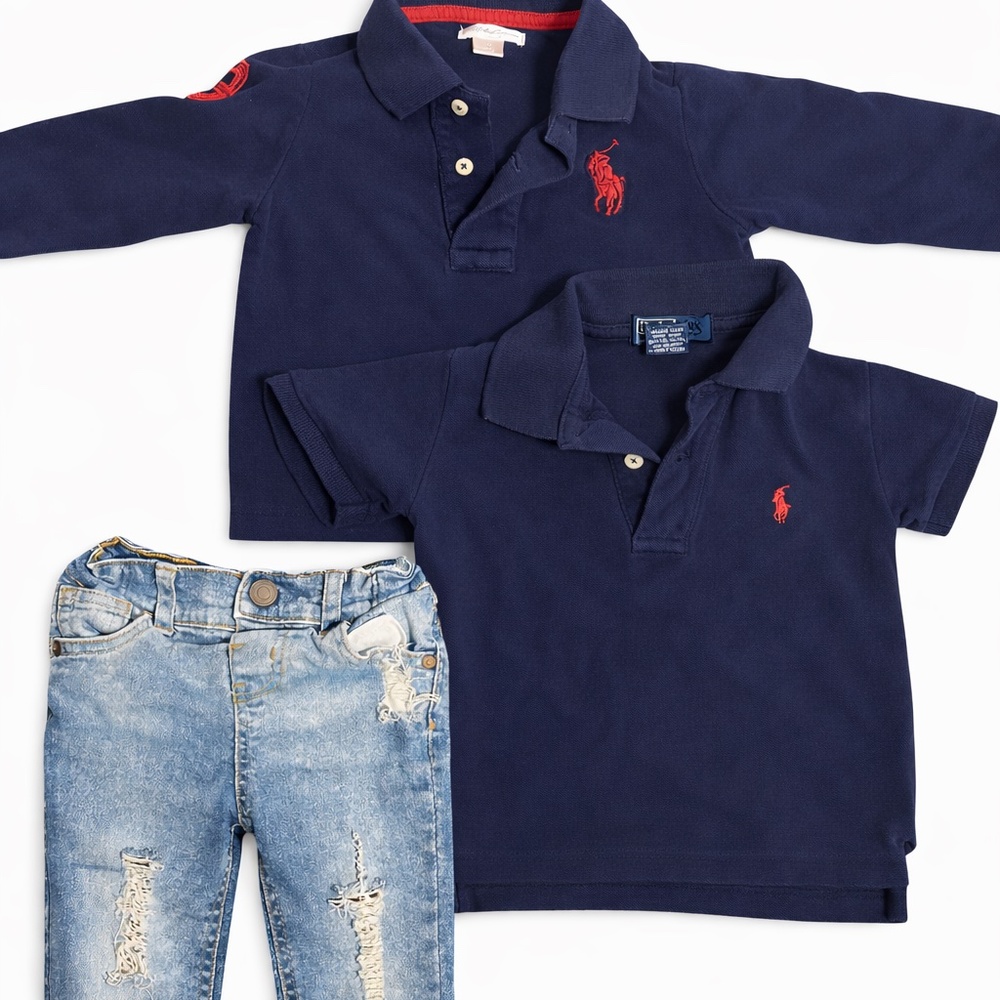 (3) POLO BUNDLE: 18m POLO Shirts +  18m DenimCO Distressed Jeans